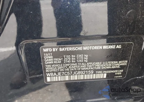 2018 BMW 540I xDrive from USA, damaged, VIN WBAJE7C57JG892159